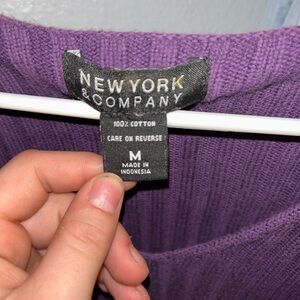 New York & Company Purple Ribbed Knit Sweater